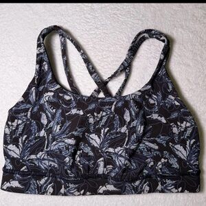 Lululemon Athletica Black and Blue Leaf Print Sports Bra